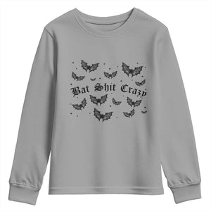 Funny Halloween Bat Shit Crazy Youth Sweatshirt Horror Gothic Coquette Bat TS11 Sport Gray Print Your Wear