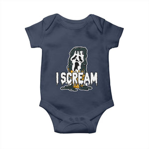 Funny Halloween Ghost Horror Face Baby Onesie I Scream Ice Cream Slasher Pun TS11 Navy Print Your Wear