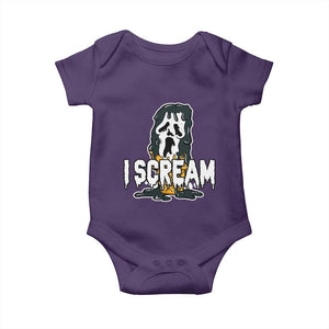 Funny Halloween Ghost Horror Face Baby Onesie I Scream Ice Cream Slasher Pun TS11 Purple Print Your Wear