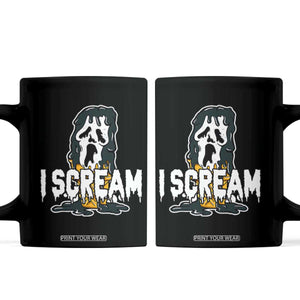 Funny Halloween Ghost Horror Face Coffee Mug I Scream Ice Cream Slasher Pun TS11 Black Print Your Wear
