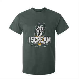 Funny Halloween Ghost Horror Face T Shirt For Kid I Scream Ice Cream Slasher Pun TS11 Dark Forest Green Print Your Wear