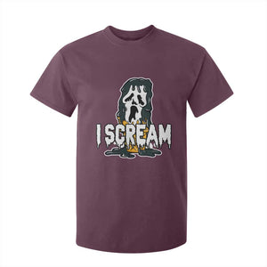 Funny Halloween Ghost Horror Face T Shirt For Kid I Scream Ice Cream Slasher Pun TS11 Maroon Print Your Wear