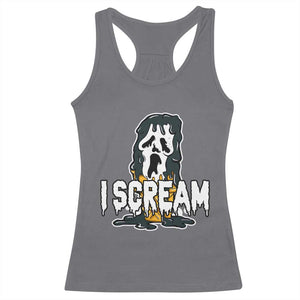 Funny Halloween Ghost Horror Face Racerback Tank Top I Scream Ice Cream Slasher Pun TS11 Charcoal Print Your Wear
