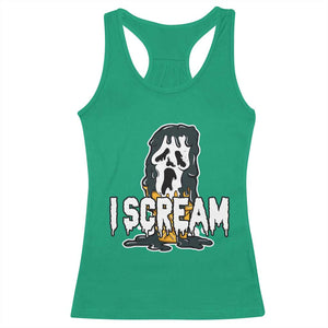 Funny Halloween Ghost Horror Face Racerback Tank Top I Scream Ice Cream Slasher Pun TS11 Irish Green Print Your Wear
