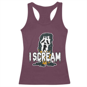 Funny Halloween Ghost Horror Face Racerback Tank Top I Scream Ice Cream Slasher Pun TS11 Maroon Print Your Wear
