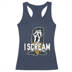 Funny Halloween Ghost Horror Face Racerback Tank Top I Scream Ice Cream Slasher Pun TS11 Navy Print Your Wear