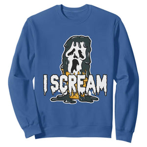 Funny Halloween Ghost Horror Face Sweatshirt I Scream Ice Cream Slasher Pun TS11 Royal Blue Print Your Wear