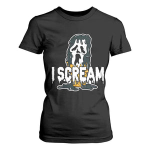 Funny Halloween Ghost Horror Face T Shirt For Women I Scream Ice Cream Slasher Pun TS11 Black Print Your Wear