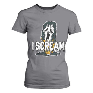 Funny Halloween Ghost Horror Face T Shirt For Women I Scream Ice Cream Slasher Pun TS11 Charcoal Print Your Wear