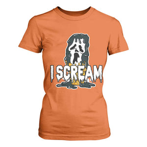 Funny Halloween Ghost Horror Face T Shirt For Women I Scream Ice Cream Slasher Pun TS11 Orange Print Your Wear