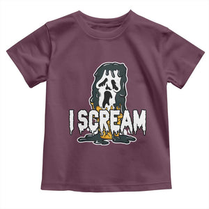 Funny Halloween Ghost Horror Face Toddler T Shirt I Scream Ice Cream Slasher Pun TS11 Maroon Print Your Wear