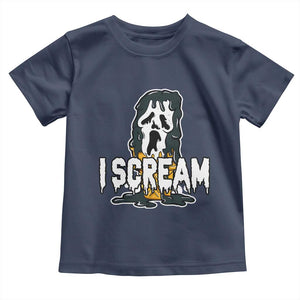 Funny Halloween Ghost Horror Face Toddler T Shirt I Scream Ice Cream Slasher Pun TS11 Navy Print Your Wear