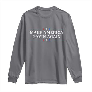 Make America Gavin Again Long Sleeve Shirt Gavin Newsom Support Stars And Stripes TS11 Charcoal Print Your Wear