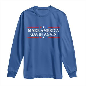 Make America Gavin Again Long Sleeve Shirt Gavin Newsom Support Stars And Stripes TS11 Royal Blue Print Your Wear