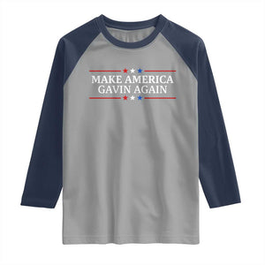 Make America Gavin Again Raglan Shirt Gavin Newsom Support Stars And Stripes TS11 Sport Gray Navy Print Your Wear