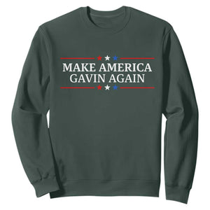 Make America Gavin Again Sweatshirt Gavin Newsom Support Stars And Stripes TS11 Dark Forest Green Print Your Wear