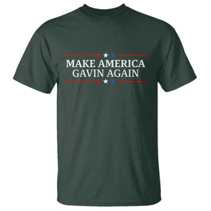 Make America Gavin Again T Shirt Gavin Newsom Support Stars And Stripes TS11 Dark Forest Green Print Your Wear