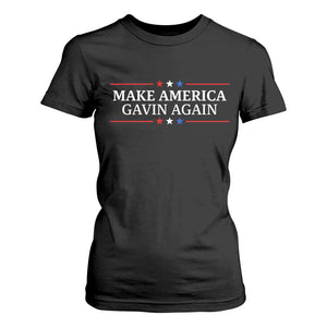 Make America Gavin Again T Shirt For Women Gavin Newsom Support Stars And Stripes TS11 Black Print Your Wear