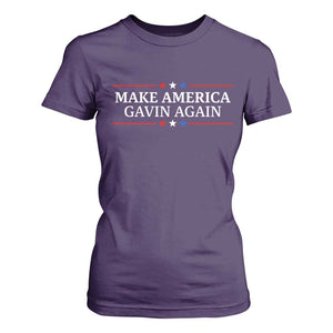 Make America Gavin Again T Shirt For Women Gavin Newsom Support Stars And Stripes TS11 Purple Print Your Wear