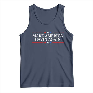 Make America Gavin Again Tank Top Gavin Newsom Support Stars And Stripes TS11 Navy Print Your Wear