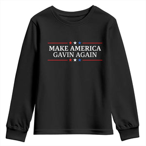 Make America Gavin Again Youth Sweatshirt Gavin Newsom Support Stars And Stripes TS11 Black Print Your Wear