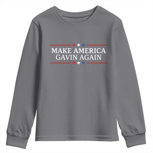 Make America Gavin Again Youth Sweatshirt Gavin Newsom Support Stars And Stripes TS11 Charcoal Print Your Wear
