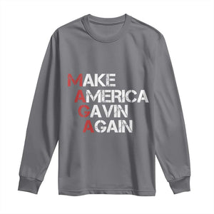 Make America Gavin Again Long Sleeve Shirt Gavin Newsom Support TS11 Charcoal Print Your Wear