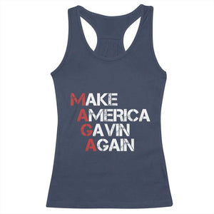 Make America Gavin Again Racerback Tank Top Gavin Newsom Support TS11 Navy Print Your Wear