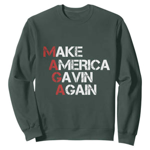 Make America Gavin Again Sweatshirt Gavin Newsom Support TS11 Dark Forest Green Print Your Wear