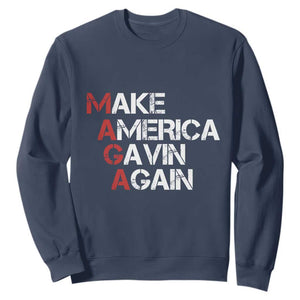 Make America Gavin Again Sweatshirt Gavin Newsom Support TS11 Navy Print Your Wear