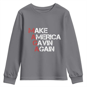 Make America Gavin Again Youth Sweatshirt Gavin Newsom Support TS11 Charcoal Print Your Wear