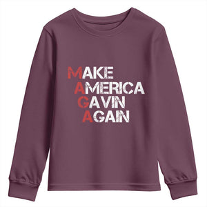 Make America Gavin Again Youth Sweatshirt Gavin Newsom Support TS11 Maroon Print Your Wear
