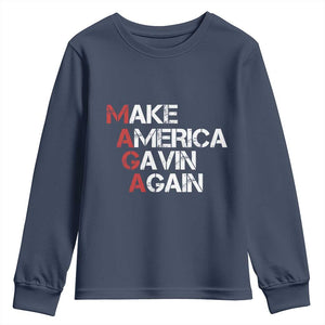 Make America Gavin Again Youth Sweatshirt Gavin Newsom Support TS11 Navy Print Your Wear