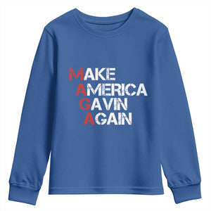 Make America Gavin Again Youth Sweatshirt Gavin Newsom Support TS11 Royal Blue Print Your Wear