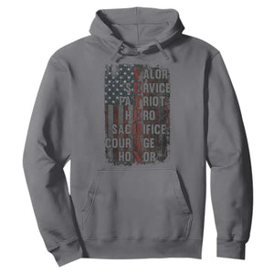 Veterans Valor Service Patriot Hero Sacrifice Courage Honor Hoodie American Flag TS11 Charcoal Print Your Wear