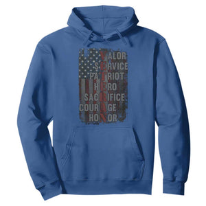 Veterans Valor Service Patriot Hero Sacrifice Courage Honor Hoodie American Flag TS11 Royal Blue Print Your Wear