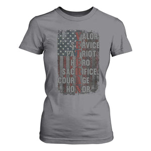 Veterans Valor Service Patriot Hero Sacrifice Courage Honor T Shirt For Women American Flag TS11 Charcoal Print Your Wear