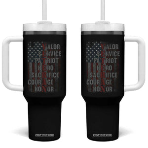 Veterans Valor Service Patriot Hero Sacrifice Courage Honor Tumbler With Handle American Flag TS11 One Size: 40 oz Black Print Your Wear