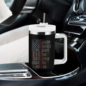 Veterans Valor Service Patriot Hero Sacrifice Courage Honor Tumbler With Handle American Flag TS11 Print Your Wear