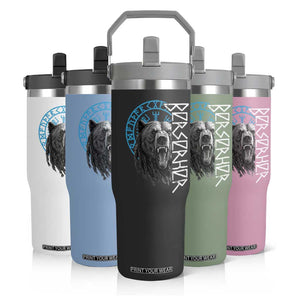 Viking Berserker Bear Warrior Odin Runes Nordic Compass Flip Straw Tumbler TS11 Print Your Wear