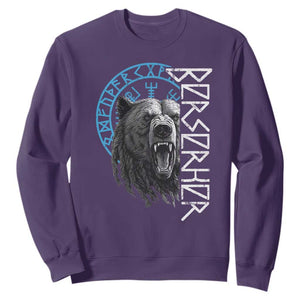 Viking Berserker Bear Warrior Odin Runes Nordic Compass Sweatshirt TS11 Purple Print Your Wear