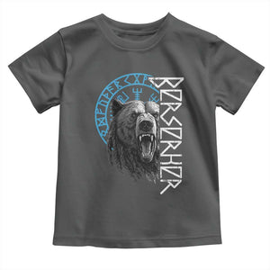 Viking Berserker Bear Warrior Odin Runes Nordic Compass Toddler T Shirt TS11 Dark Heather Print Your Wear
