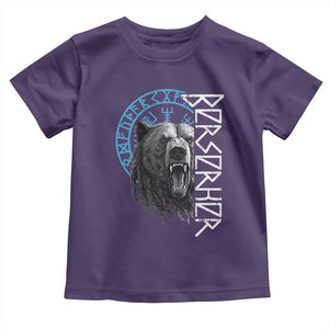 Viking Berserker Bear Warrior Odin Runes Nordic Compass Toddler T Shirt TS11 Purple Print Your Wear