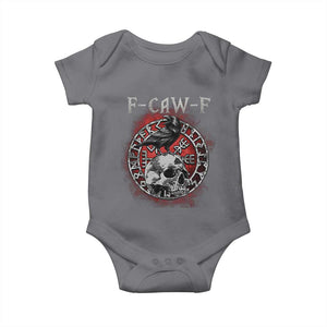 Funny F Caw F Viking Crow Baby Onesie Vegvisir Black Bird Gothic Skull Adult Humor TS11 Charcoal Print Your Wear