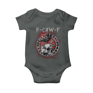 Funny F Caw F Viking Crow Baby Onesie Vegvisir Black Bird Gothic Skull Adult Humor TS11 Dark Heather Print Your Wear