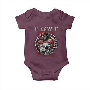 Funny F Caw F Viking Crow Baby Onesie Vegvisir Black Bird Gothic Skull Adult Humor TS11 Maroon Print Your Wear
