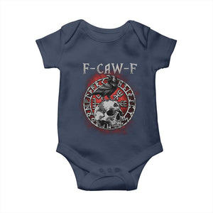 Funny F Caw F Viking Crow Baby Onesie Vegvisir Black Bird Gothic Skull Adult Humor TS11 Navy Print Your Wear
