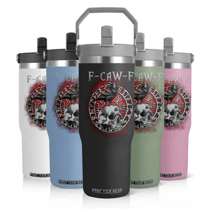 Funny F Caw F Viking Crow Flip Straw Tumbler Vegvisir Black Bird Gothic Skull Adult Humor TS11 Print Your Wear