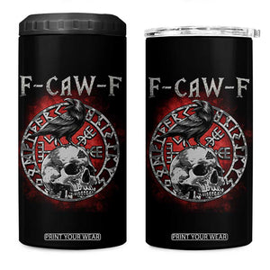 Funny F Caw F Viking Crow 4 in 1 Can Cooler Tumbler Vegvisir Black Bird Gothic Skull Adult Humor TS11 One Size: 16 oz Black Print Your Wear