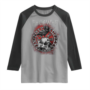Funny F Caw F Viking Crow Raglan Shirt Vegvisir Black Bird Gothic Skull Adult Humor TS11 Sport Gray Black Print Your Wear